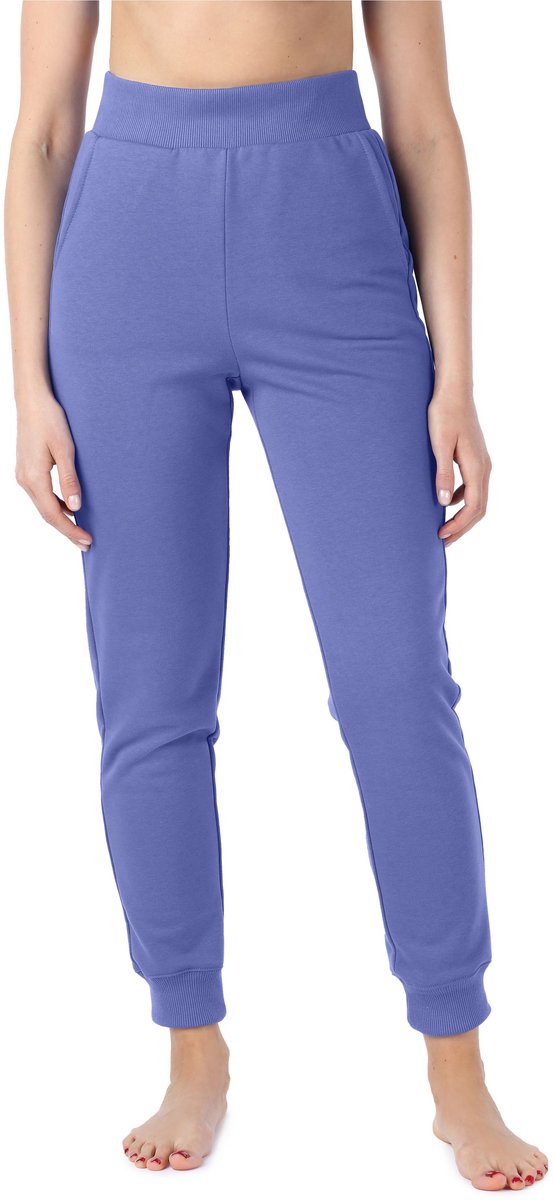 Bellivalini – Dames - Sportbroek – Katoenen – Joggingbroek - Lang Hoge Taille - Met Zakken – Lila-blau – L - BLV-BLV50-209-TR