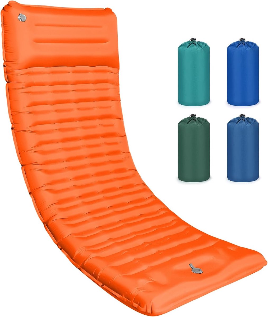 Extra dikke zelfopblazende slaapmat, het meest comfortabele luchtbed voor kamperen met rugzak, reizen, autorijden en wandelen, compacte en lichtgewicht slaapmat, kamperen oranje