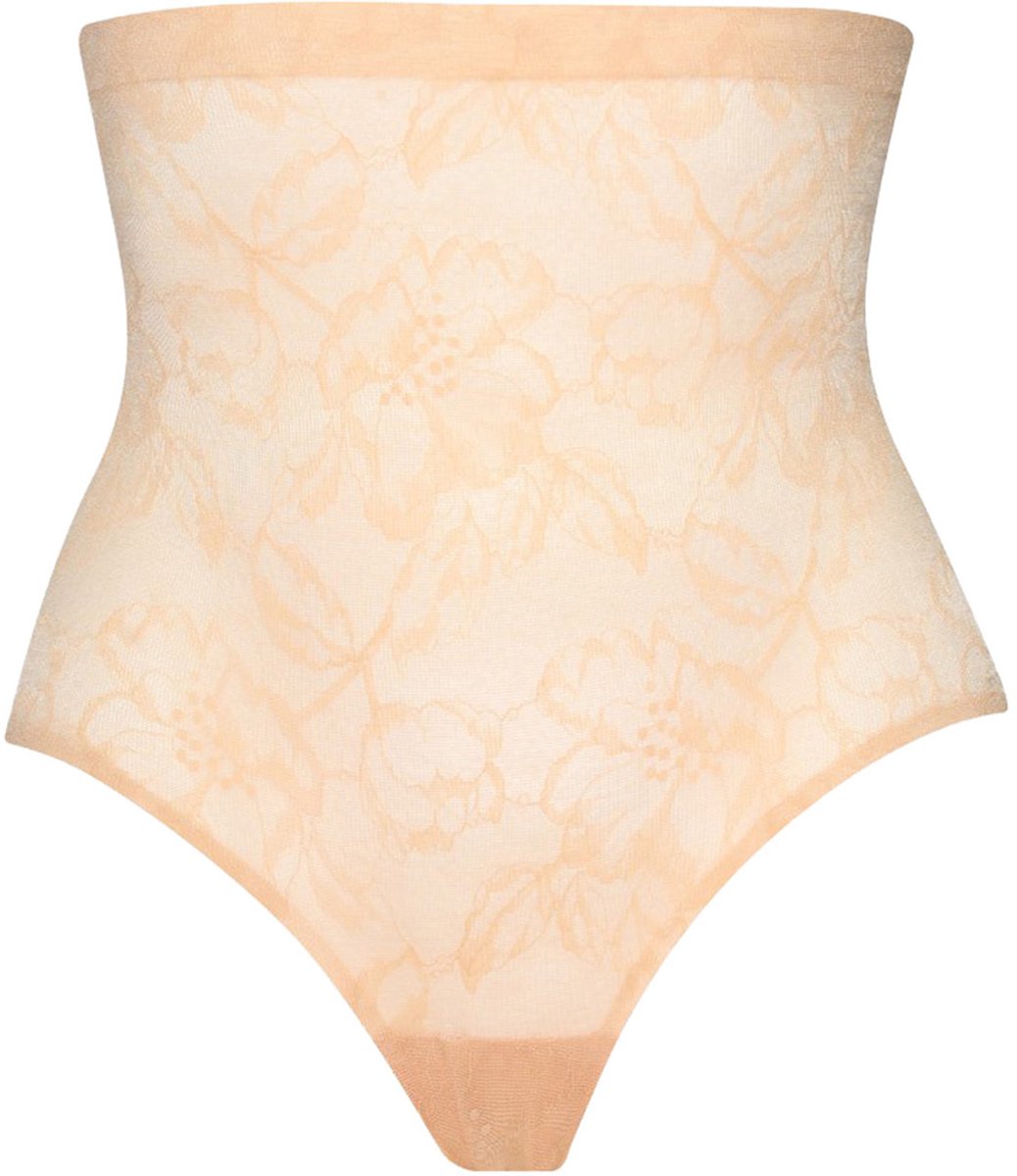 Bye Bra Kanten Slipje met Hoge Taille en Vormgeving Beige
