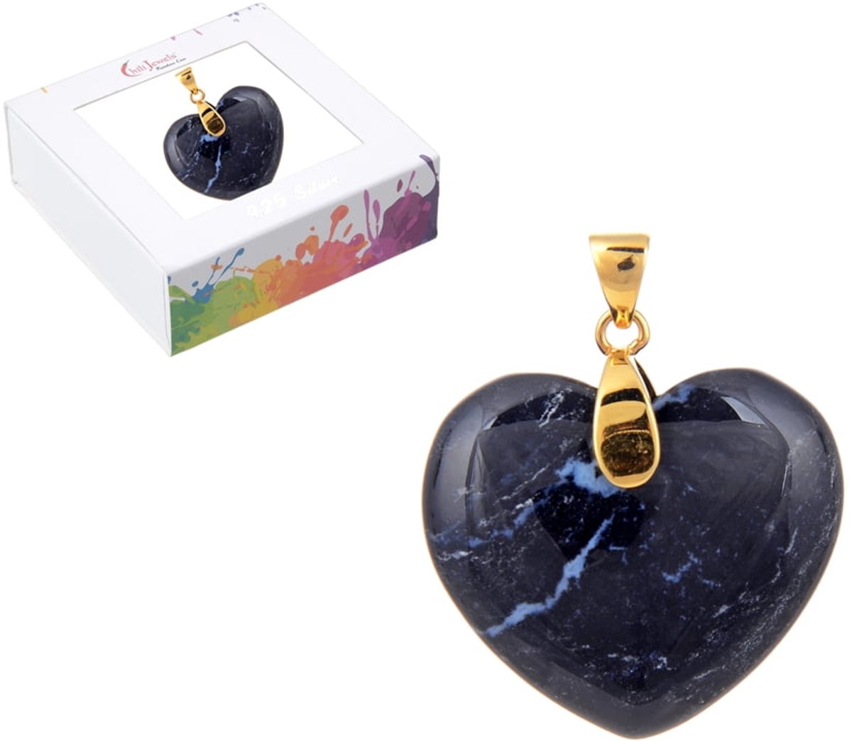 Hanger Onyx hart verguld