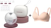 Tire-lait simple mains libres Momcozy M5 - Avec soutien-gorge d'allaitement taille L - Comprend divers inserts de téterelle - Extra silencieux et compact - Électrique - Grijs