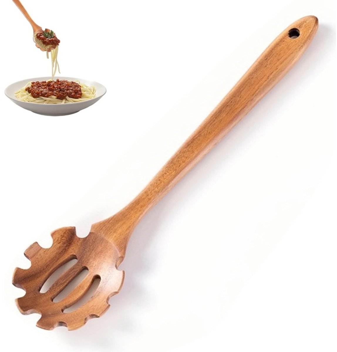 Daity 1 pack - Houten pastalepel - 13" lange pastavork - Acacia houten pastabestek - Pastalepel