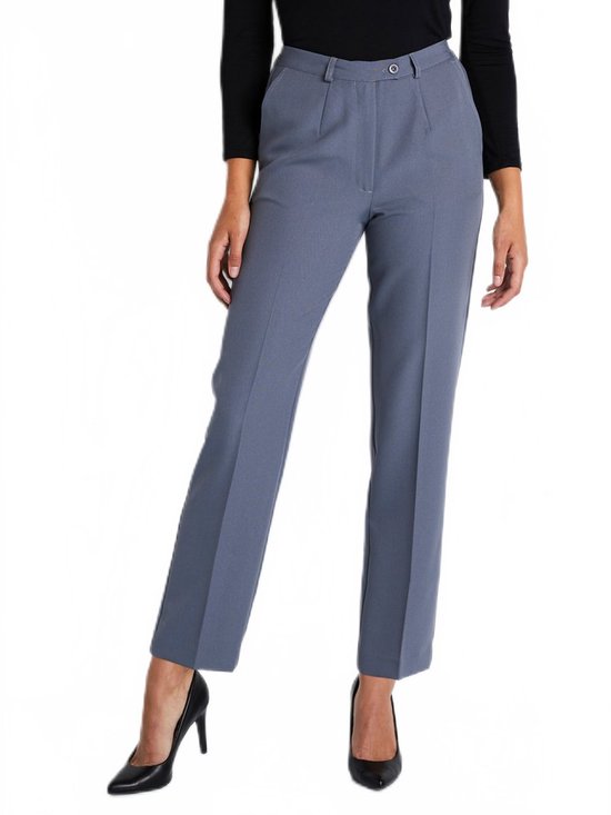 Rechte broek met semi-elastische tailleband van kreukvrije stof
