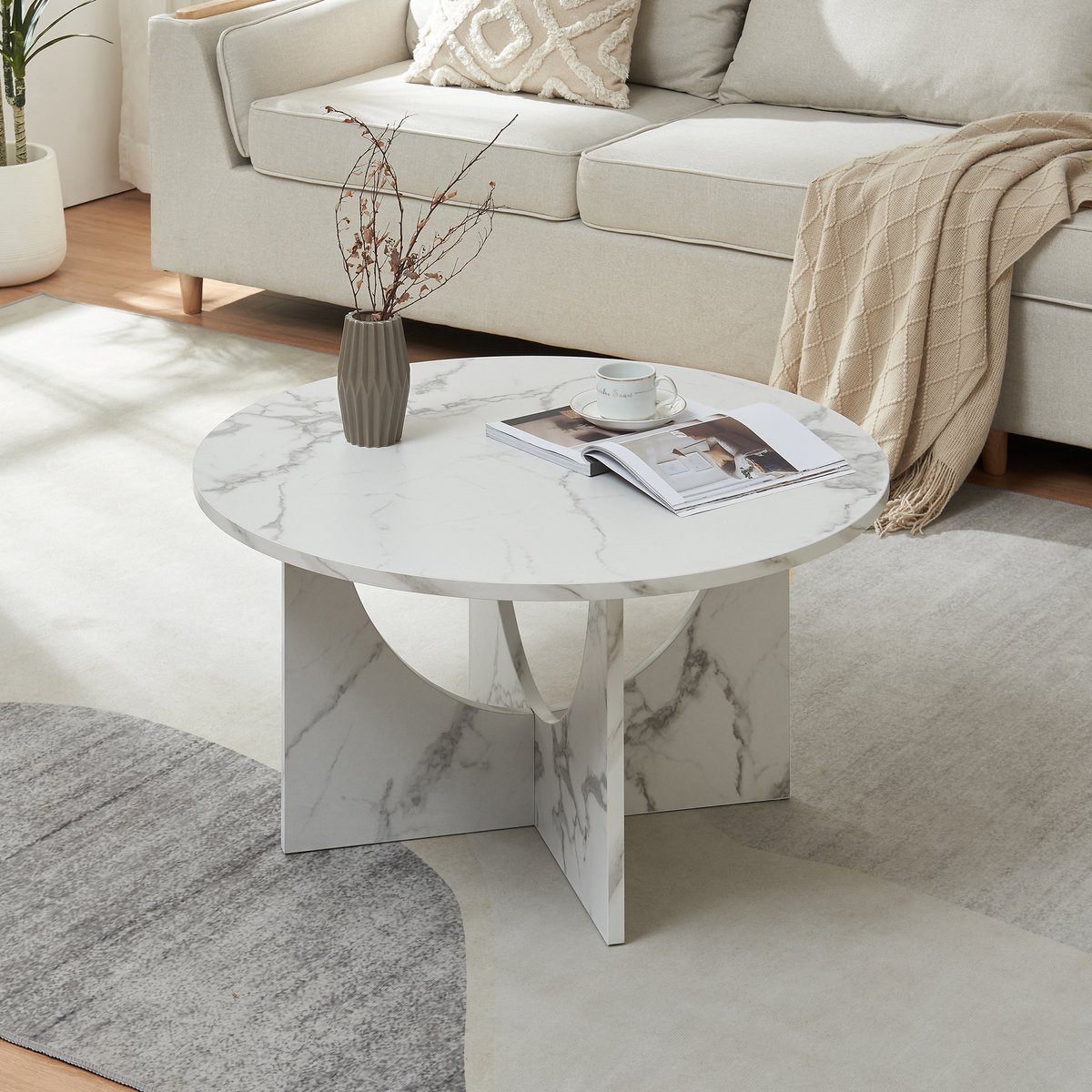 Woood Rhonda salontafel eiken 80 cm Onbehandeld