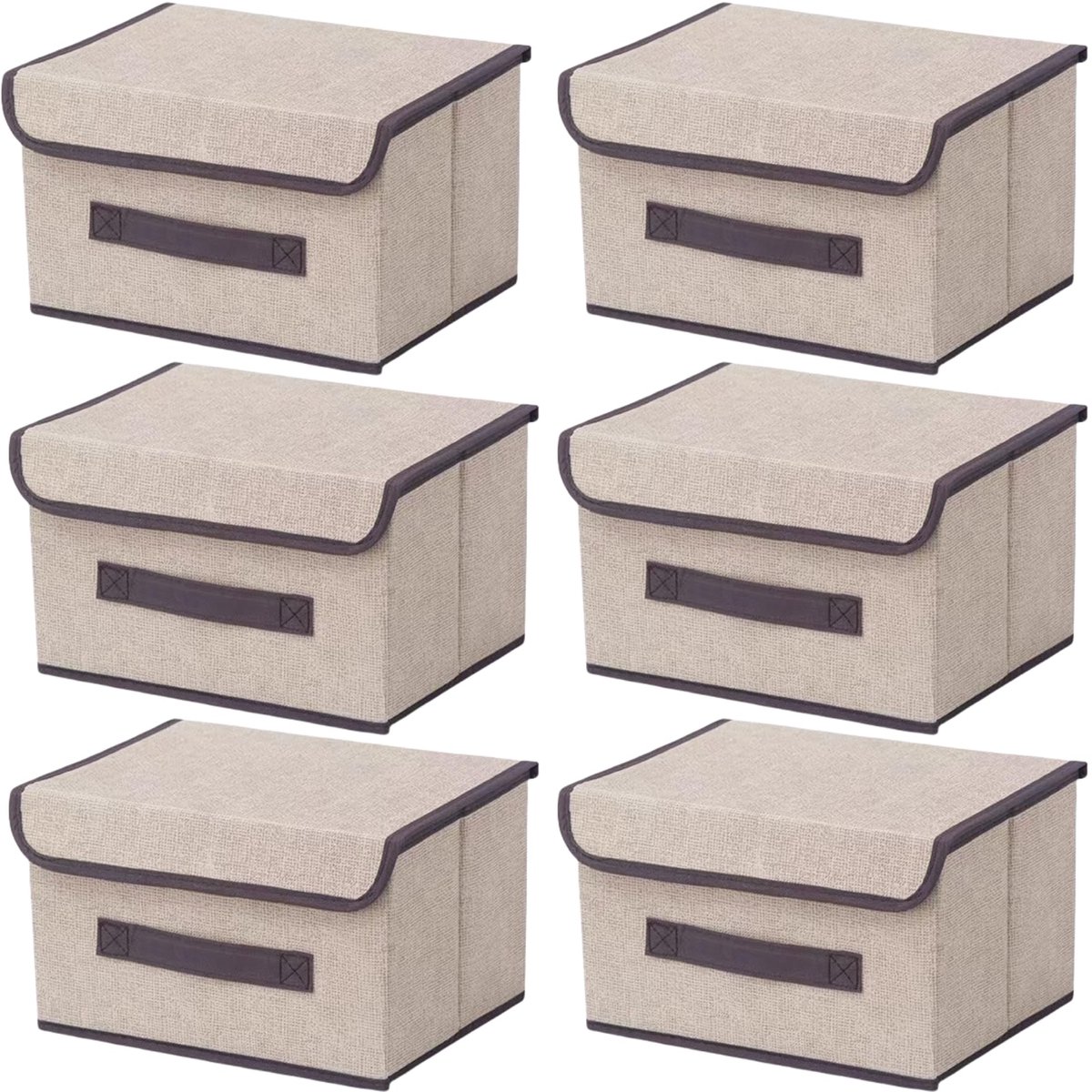 Ibenzoa® Stijlvolle en Ruimtebesparende Opvouwbare Opbergdozen met Deksel en Handgrepen, 6 Stuks