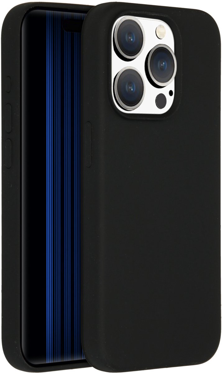 Accezz Hoesje Siliconen Geschikt voor iPhone 15 Pro - Accezz Liquid Silicone Backcover - Zwart