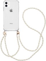 imoshion Hoesje - Geschikt voor iPhone 11 - Backcover met koord + armband - Parels - Transparant