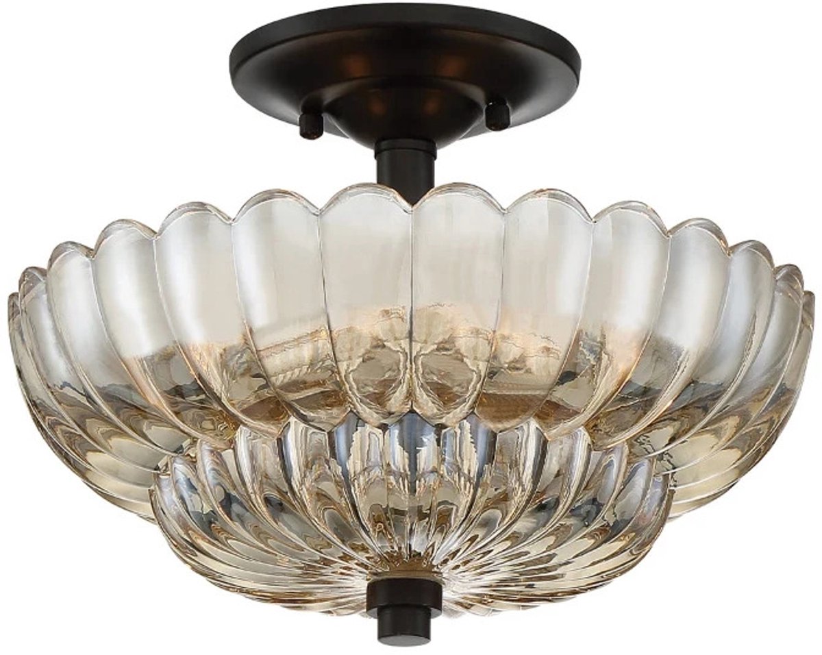 Quoizel LED Plafondlamp Whitecap | 3X E27 Max 40W | Tinted Amber Glass with Mottled Cocoa Brown