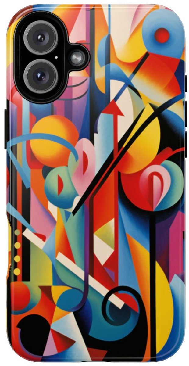 Kleurrijke Abstracte Geometrische Kunst – Telefoonhoesje Geschikt voor iPhone 16 Plus