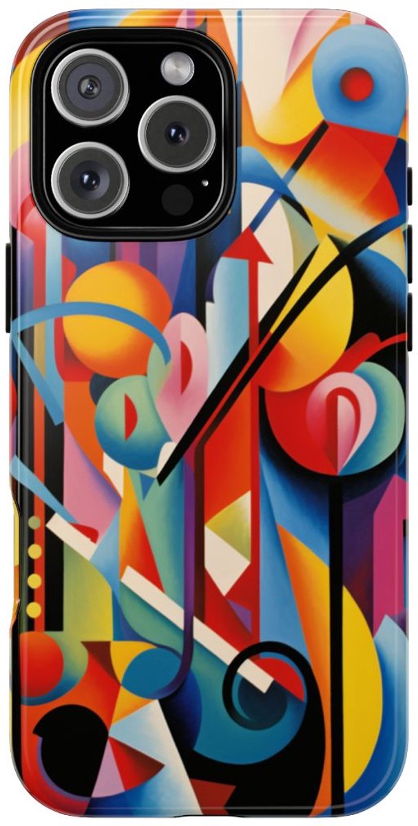 Kleurrijke Abstracte Geometrische Kunst – Telefoonhoesje Geschikt voor iPhone 16 Pro Max