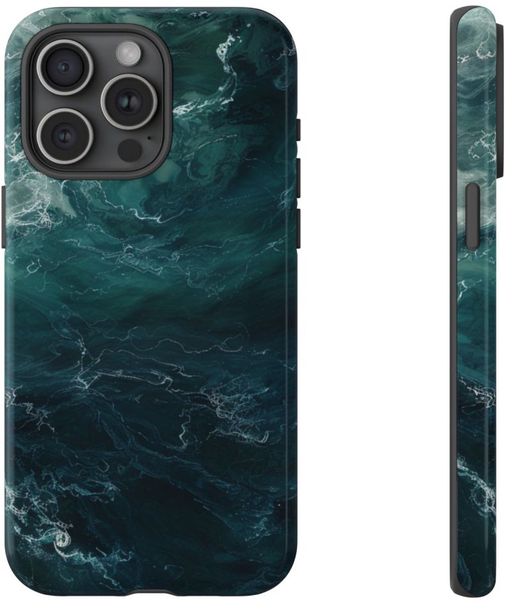 Donkere Waterdiepte Abstracte Kunst – Telefoonhoesje Geschikt voor iPhone 15 Pro Max