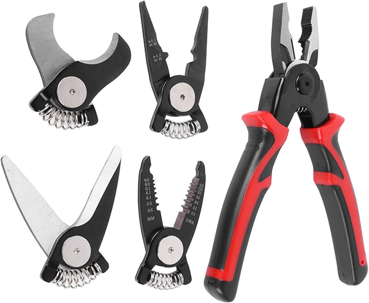 Tangenset Staal - Multifunctioneel Gereedschap - Klusjes Thuis - Verwisselbare Koppen - 5 Inch - Zilver