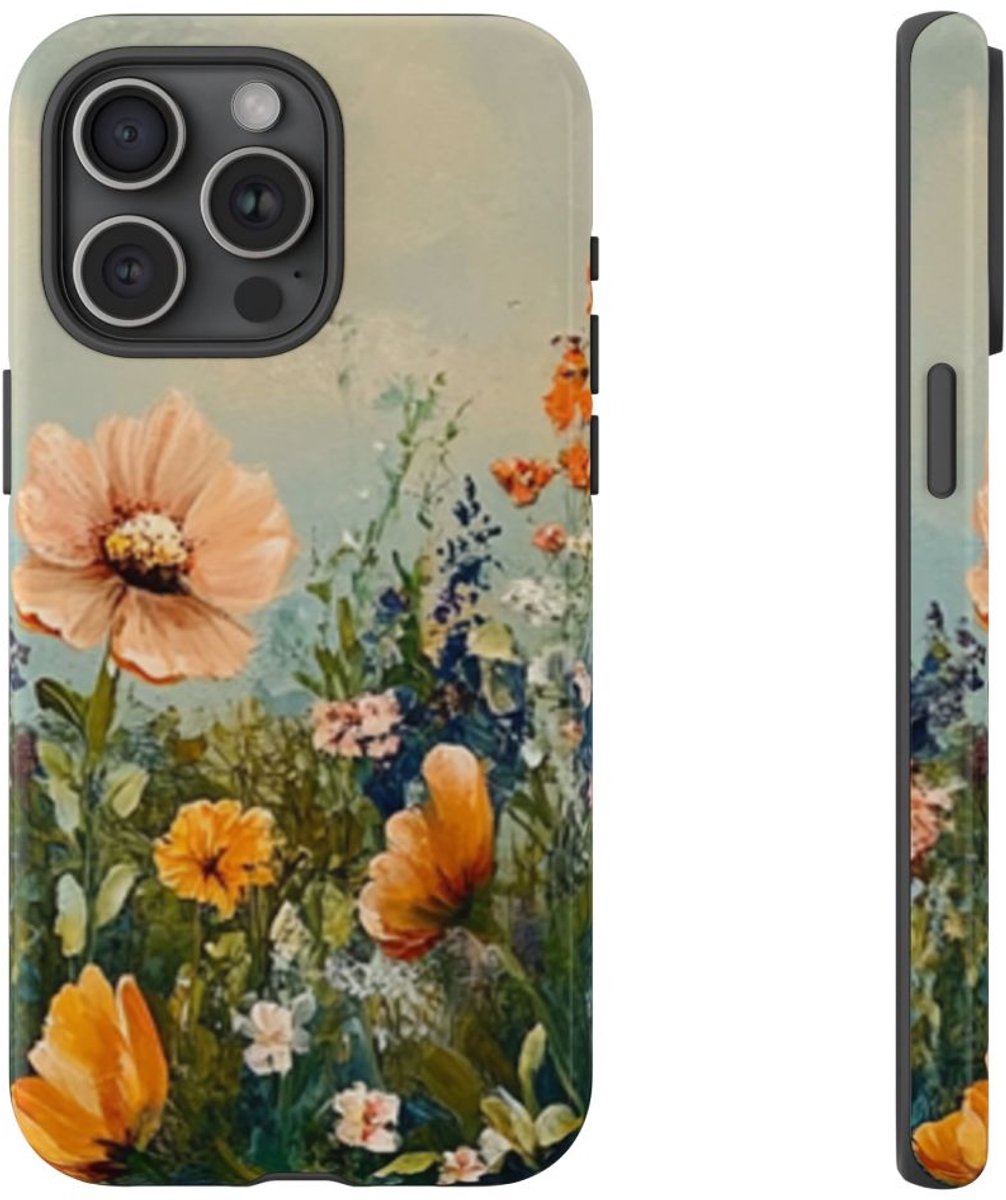 Schildering van Wildbloemenveld – Telefoonhoesje Geschikt voor iPhone 15 Pro Max