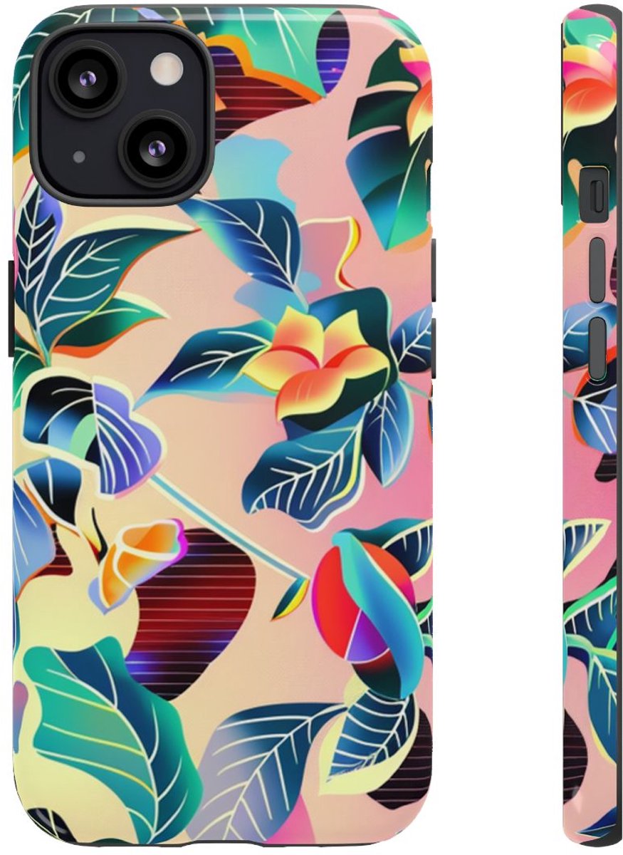 Levendig Tropisch Bloemenpatroon – Telefoonhoesje Geschikt voor iPhone 13