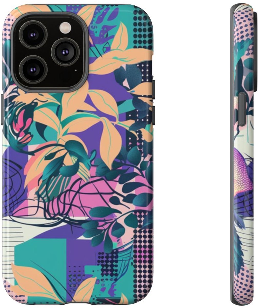 Kleurrijk Abstract Bloemenpatroon – Telefoonhoesje Geschikt voor iPhone 14 Pro Max