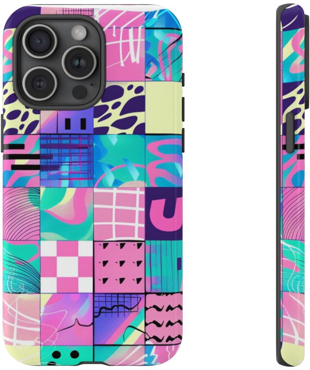 Kleurrijk Abstract Geometrisch Patroon – Telefoonhoesje Geschikt voor iPhone 15 Pro Max