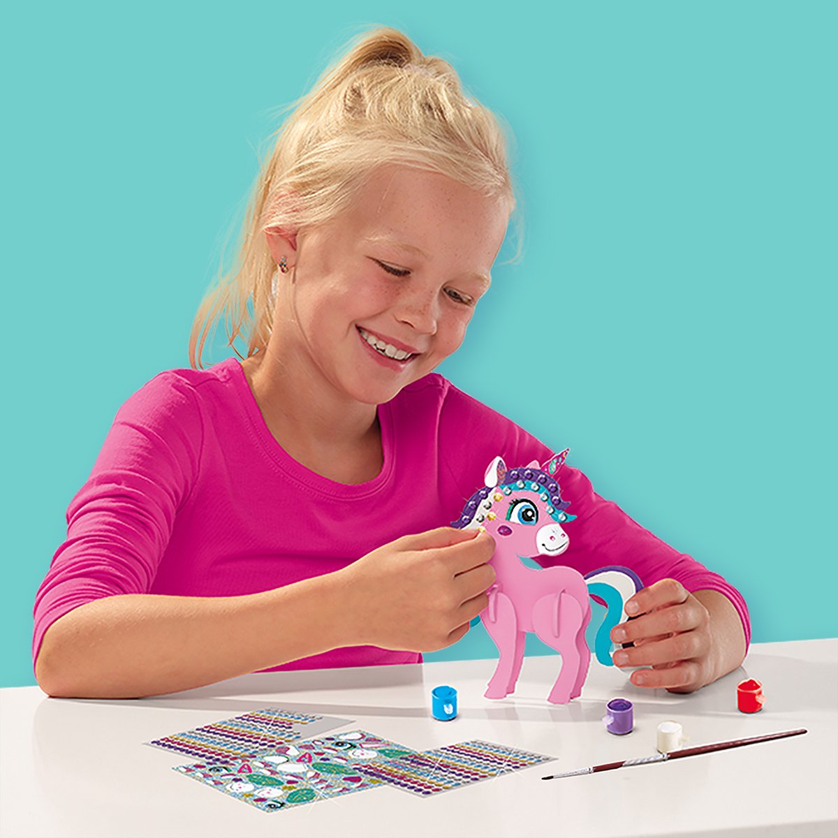 SES Creative Diamond Painting 3D Unicorns met Houten Onderdelen - Voor Meisjes vanaf 5 Jaar - Schoencadeautjes Sinterklaas — afbeelding 4