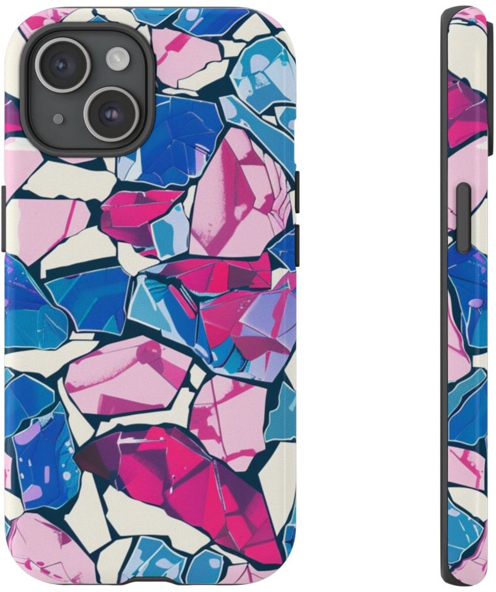 Kleurrijk Kristalpatroon – Telefoonhoesje Geschikt voor iPhone 15