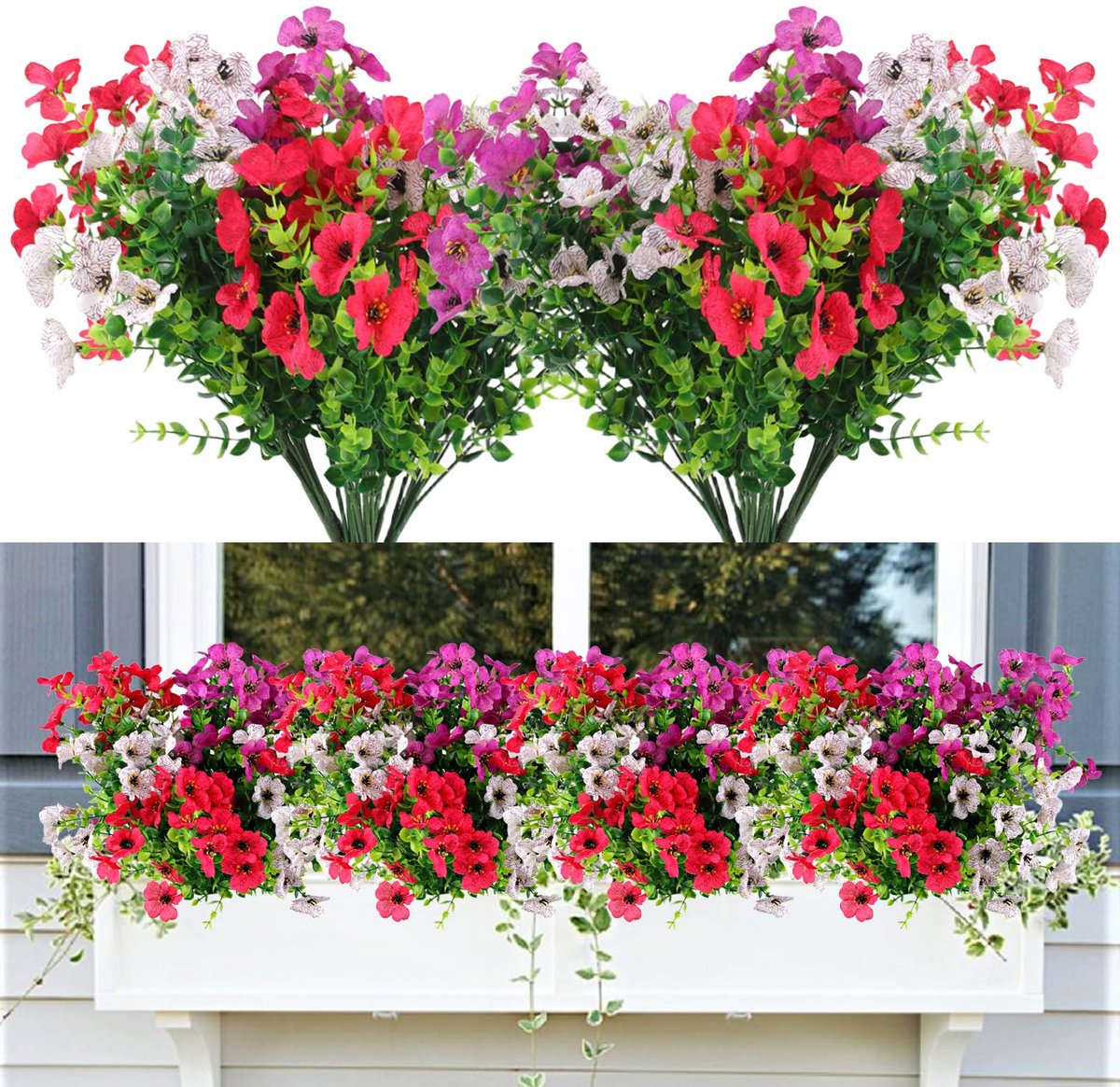 Ibenzoa Kleurrijke Weerbestendige Kunstbloemen Set van 6 voor Binnen- en Buitenruimte Decoratie