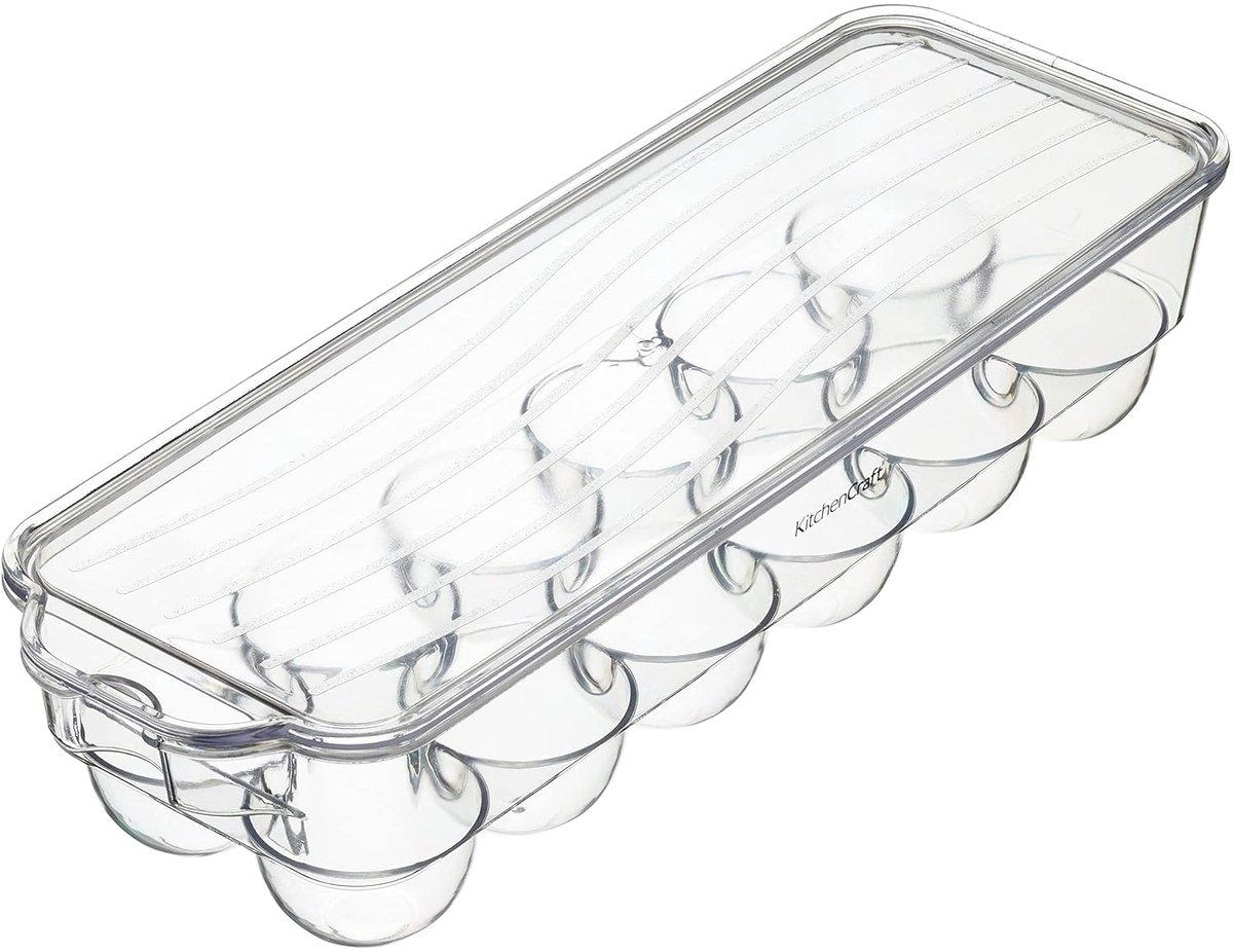 Koelkast eierhouder - 12 eieren - doorzichtig plastic - 32,5 x 11,5 cm