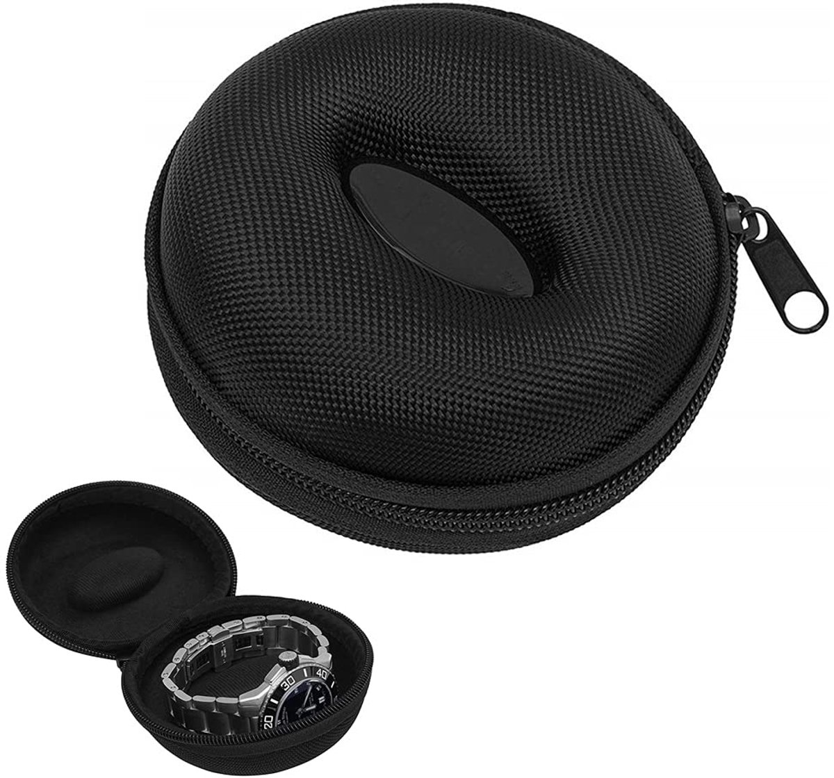 Jsleid Gevoerde Horlogedoos, Enkele Horlogedoos, Eva Horlogedoos, Ronde Hoofdtelefoondoos, Horlogedoos, Horlogedoos, Draagbaar, Waterdicht, Voor Opbergen Van Horloges, Smartwatches, Hoofdtelefoons, Kettingen, Armbanden