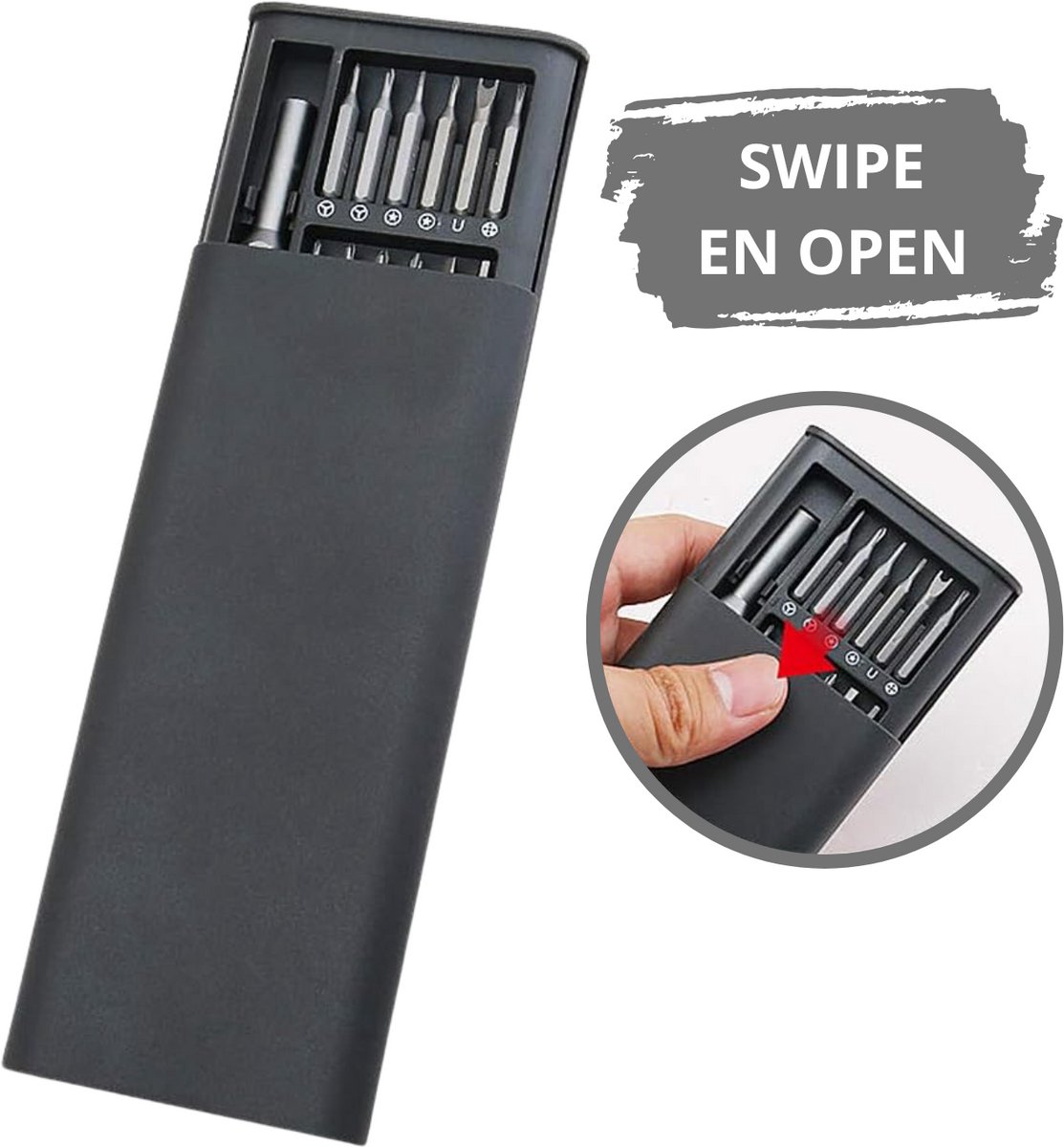 24-delige mini schroevendraaierset met kruiskop & platte kop, metalen handvat, compact opbergdoosje, precisie tool - Afbeelding 5