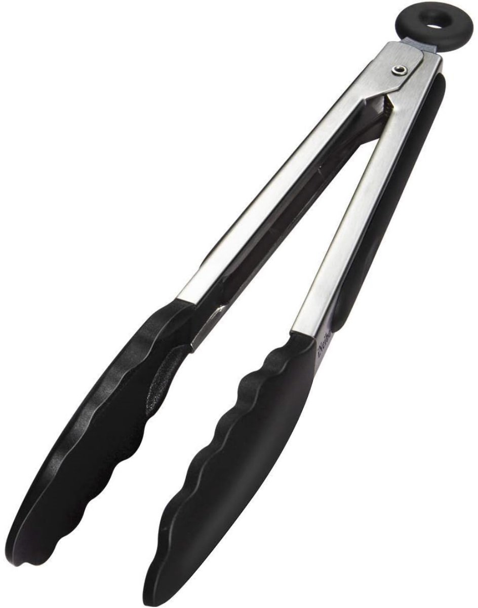 EXCITAT 23cm Keukentang - Grilltang van roestvrij staal - Hittebestendig - Gemakkelijk schoon te maken - Zwart
