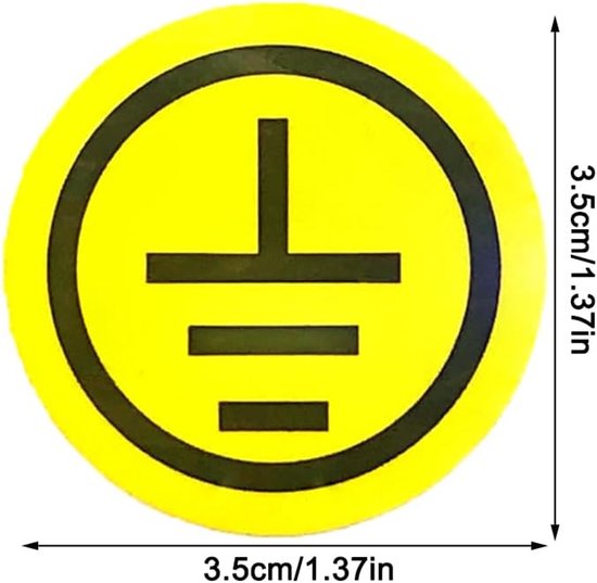 ISO Safety Sign 2 cm, 24 Pieces, Self Adhesive Earth (Ground) Terminal ...