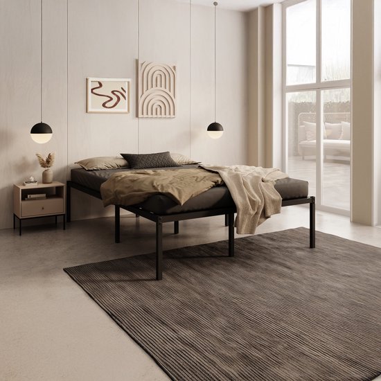 Meubella - Tweepersoonsbed Justin - Zwart - 140x200