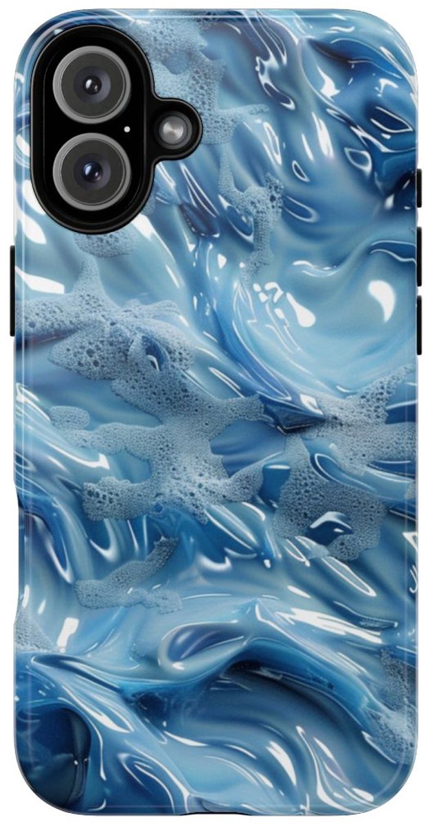 Blauw Abstract Golvend Patroon – Telefoonhoesje Geschikt voor iPhone 16 Plus