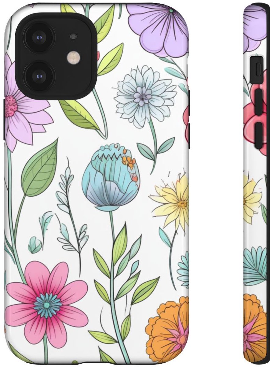 Kleurrijk Bloemenpatroon – Telefoonhoesje Geschikt voor iPhone 12