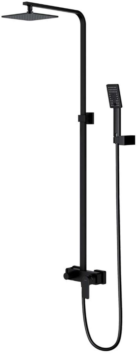 OMNIRES Baretti - Doucheset met kraan, 20x20 cm, 3 stralen, mat zwart BA7844BL