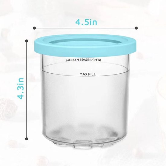 IJsbekers - BPA-vrij - Compatibel NC301/NC300/NC299AMZ - Vaatwasserbestendig - Voor Dessert & Sorbet - Keukentools - Transparant - Standaard - 4 Stuks + Lepel van Merkloos — afbeelding 5