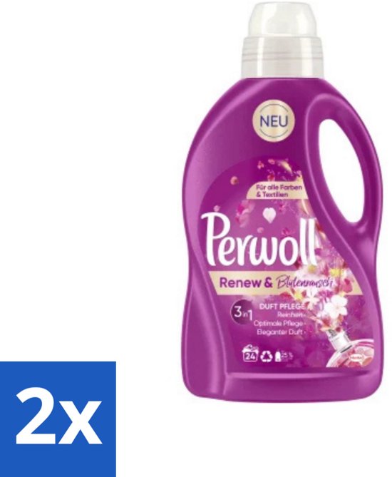 Perwoll - Lessive liquide - Parfum Blossom - 3 en 1 - 24 lavages - Pack économique - 2