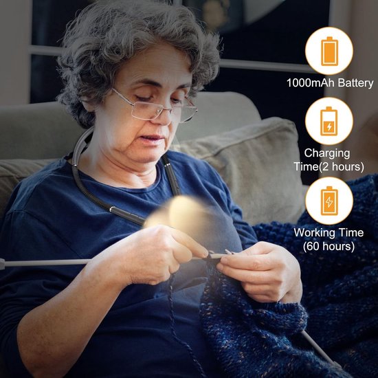 Leeslamp, nekleeslamp, leeslamp voor het slapengaan, oplaadbare leeslamp, 3 kleuren en 6 helderheidsniveaus (grijs) van Merkloos — afbeelding 2