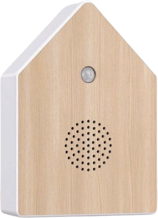 Bimivo Vogelhuisje met Geluid - Vogelgeluiden Huisje met Sensor - Voor op Toilet / WC - Bewegingssensor - Incl. Batterijen - Hout print licht