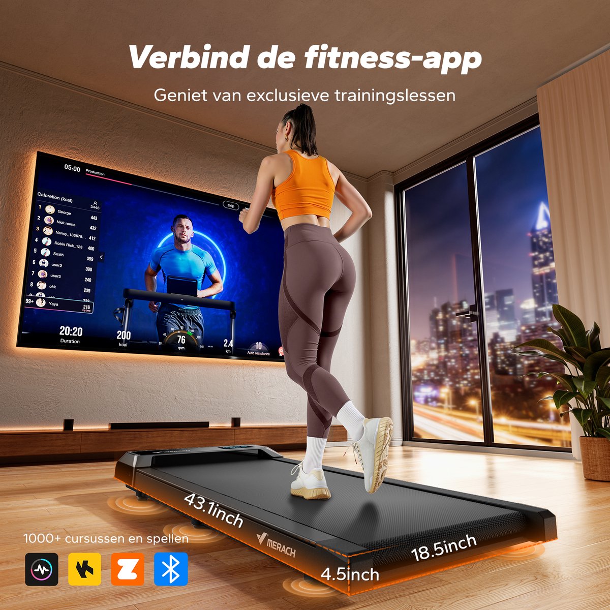 Afbeelding 3 van MERACH Elektrische loopband - Walking pad met LED-scherm - Treadmill 2-6 km/u - Motor 2.5HP piek - Afstandsbediening - Verbonden met APP - Wandelband Compact en Lichtgewicht - Kantoor & Huis
