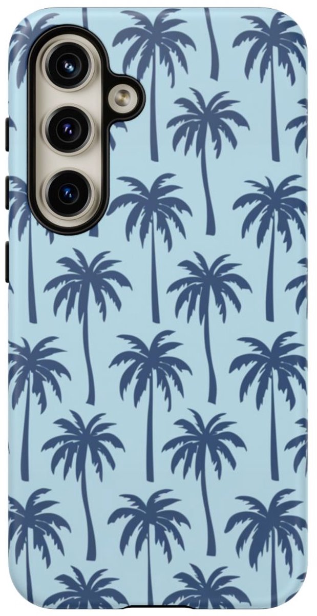 Blauw Palmbomenpatroon – Telefoonhoesje Geschikt voor Samsung Galaxy S24