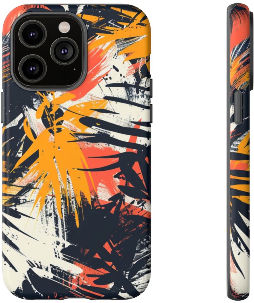 Abstracte Tropische Penseelstreken – Telefoonhoesje Geschikt voor iPhone 14 Pro Max