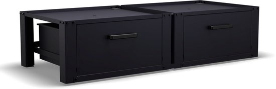 Foto: Bodo wasmachine verhoger dubbel kast ombouw met lade zwart 127x54x31cm