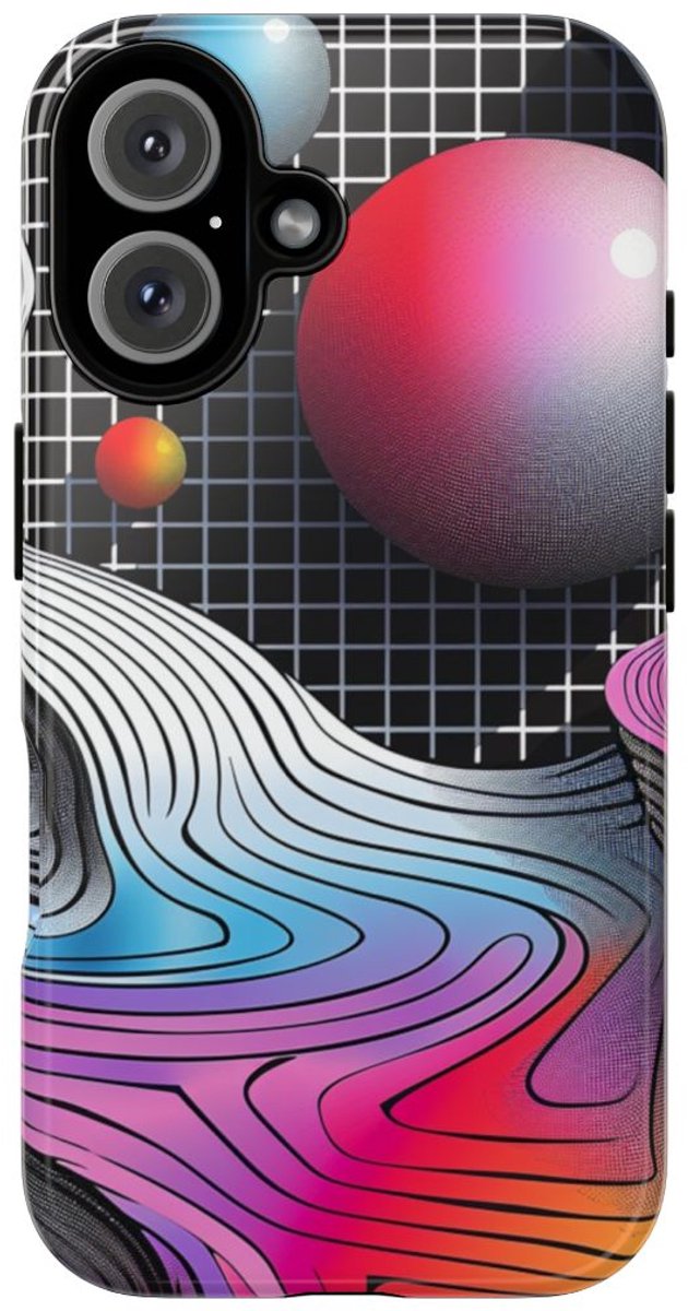 Kleurrijk Abstract Geometrisch Landschap – Telefoonhoesje Geschikt voor iPhone 16