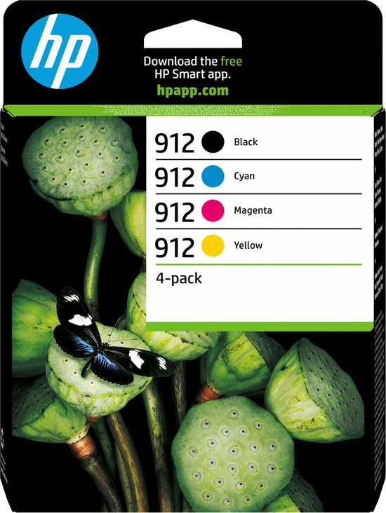 HP 912 Pack de 4 cartouches d'encre Noir/Cyan/Magenta/Jaune authentiques