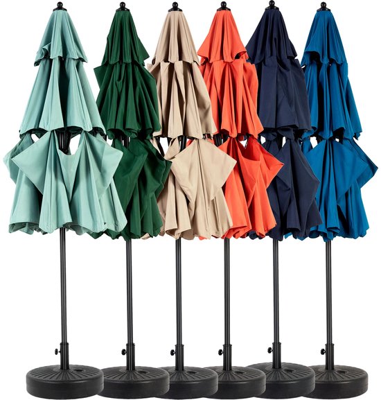 Outsunny Tuinparasol voor buiten, kantelbaar, met franjes, zwengel