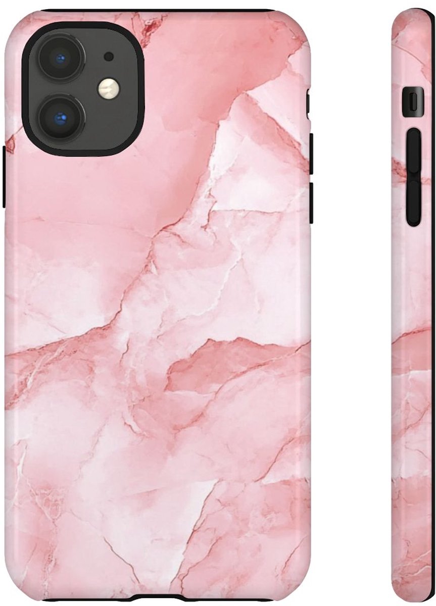 Roze Marmerstructuur – Telefoonhoesje Geschikt voor iPhone 11