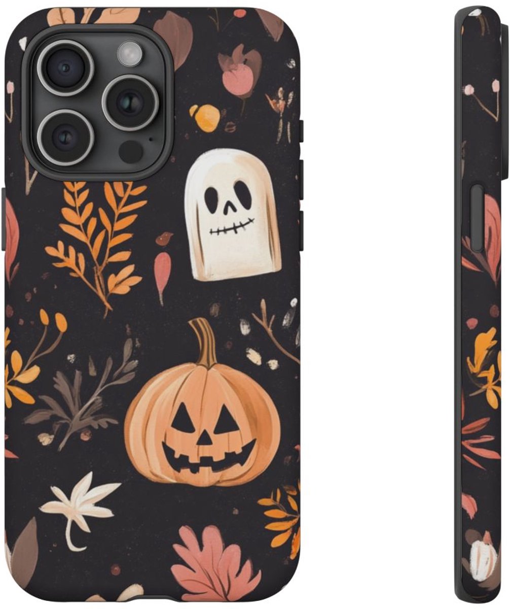 Halloween Pompoen- en Spookmotief – Telefoonhoesje Geschikt voor iPhone 15 Pro Max