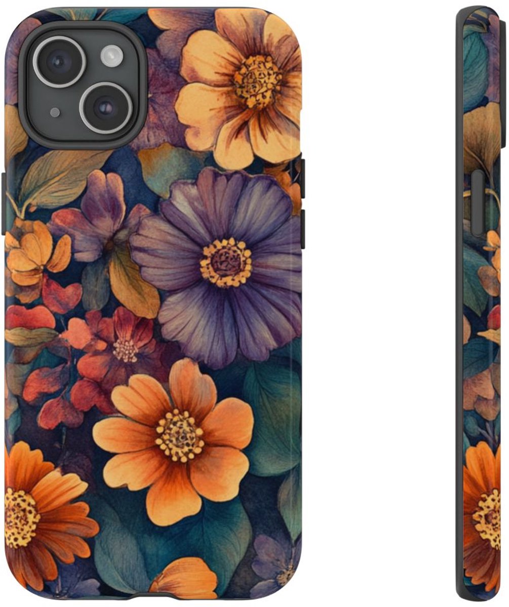 Levendig Aquarel Bloemenpatroon – Telefoonhoesje Geschikt voor iPhone 15 Plus