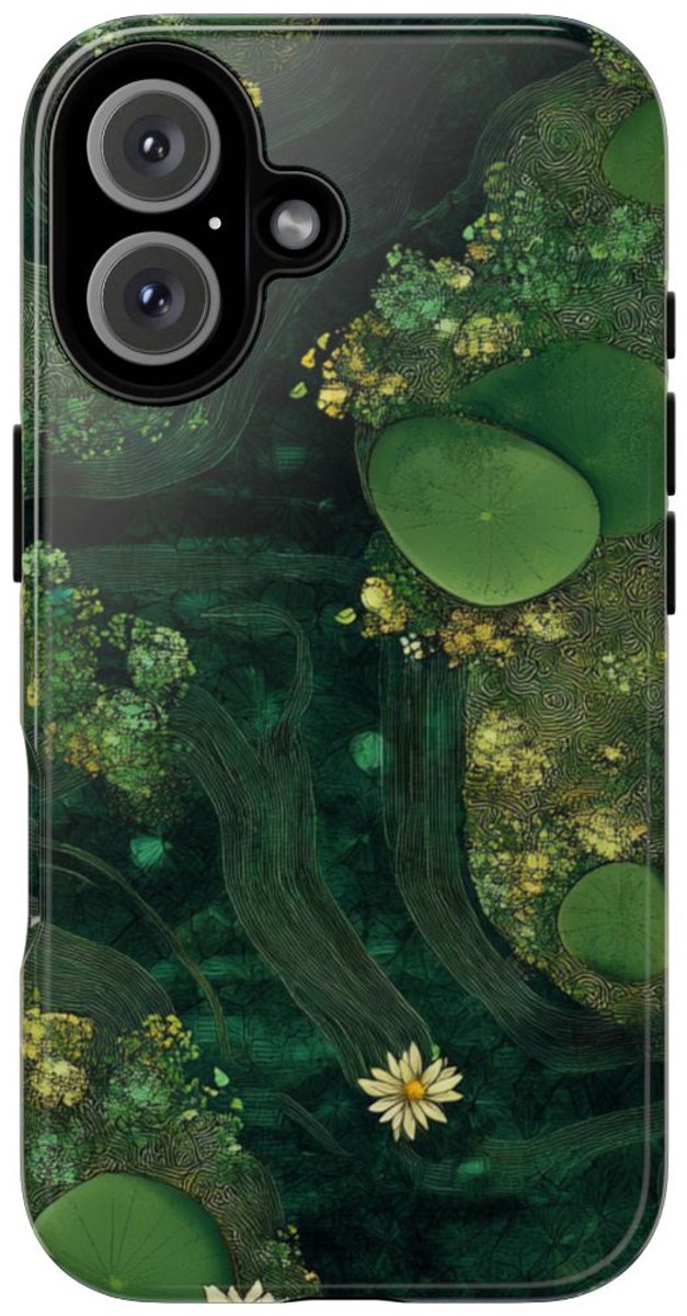 Geometrische Waterlelies en Bloemen – Telefoonhoesje Geschikt voor iPhone 16