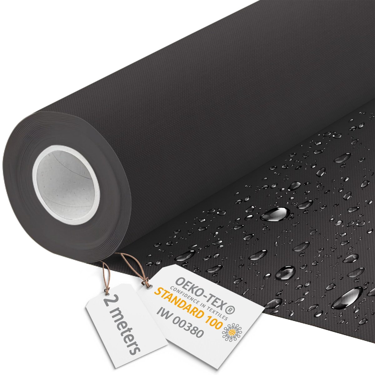 DreamRoots Canvas Waterdicht - Meubelstof per meter 160 cm breed - Waterafstotende stof 220 g/m2 600D - Luifelstof Waterdicht per meter Zwart 2M