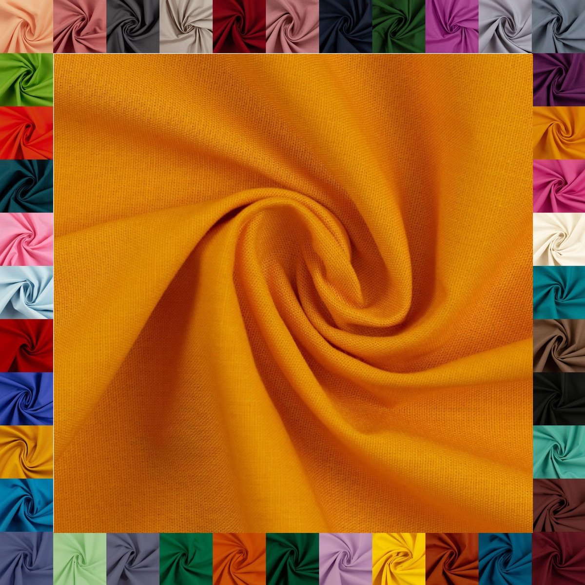 Katoenen stof HEIDE, Swafing, 42 effen kleuren, effen, 100% katoen, coupons, Oeko-TEX Standard 100 (oker, 0,5 m)