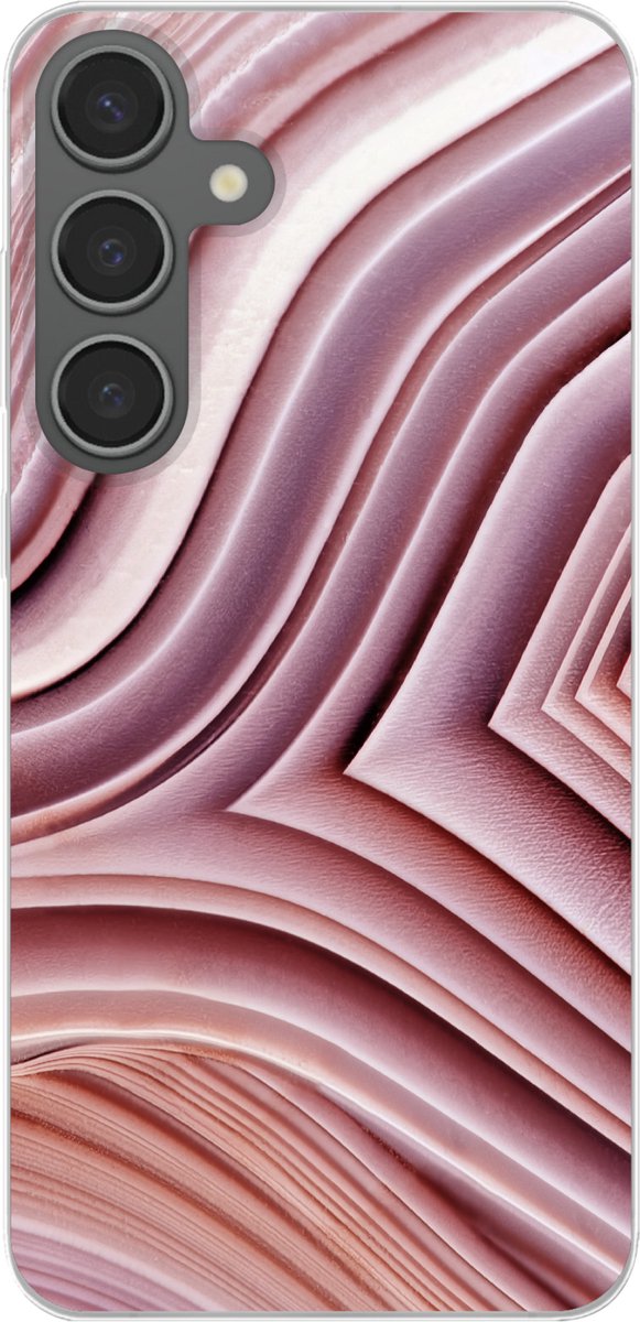 Telefoonhoesje Geschikt voor Samsung Galaxy S24 Plus hoesje - Natuurstenen - Roze - Close up - Siliconen Telefoonhoesje Telefoonhoesje